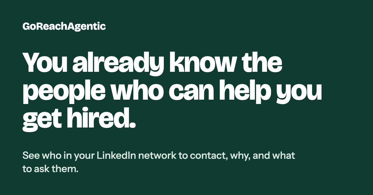 GoReachAgentic sign-up page: You already know the people who can help you get hired