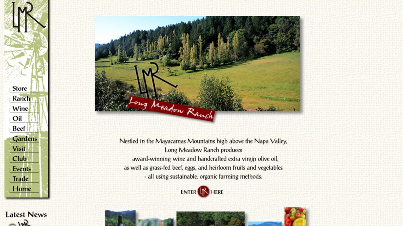 The Long Meadow Ranch website as it stood in 2008